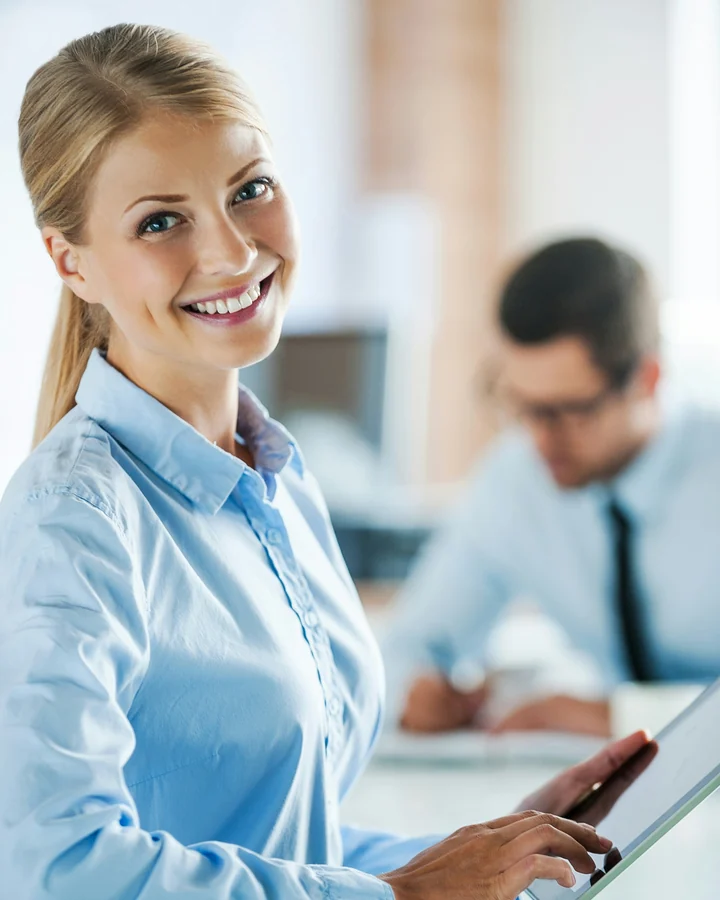 Accounting professional with tablet